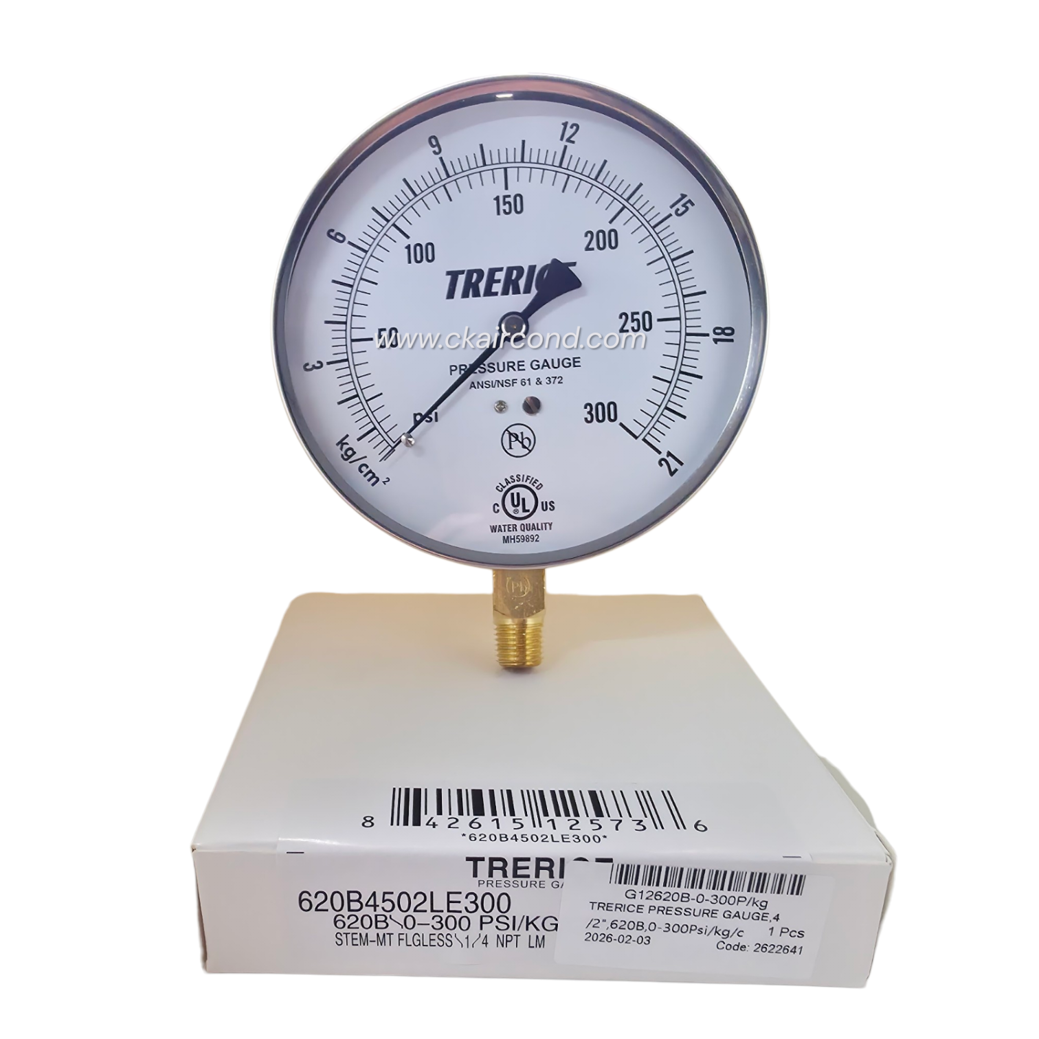 เพรสเชอร์เกจ์ เกจ์วัดแรงดัน 0-300 PSI "TRERICE" Model 620B Series - Image 5