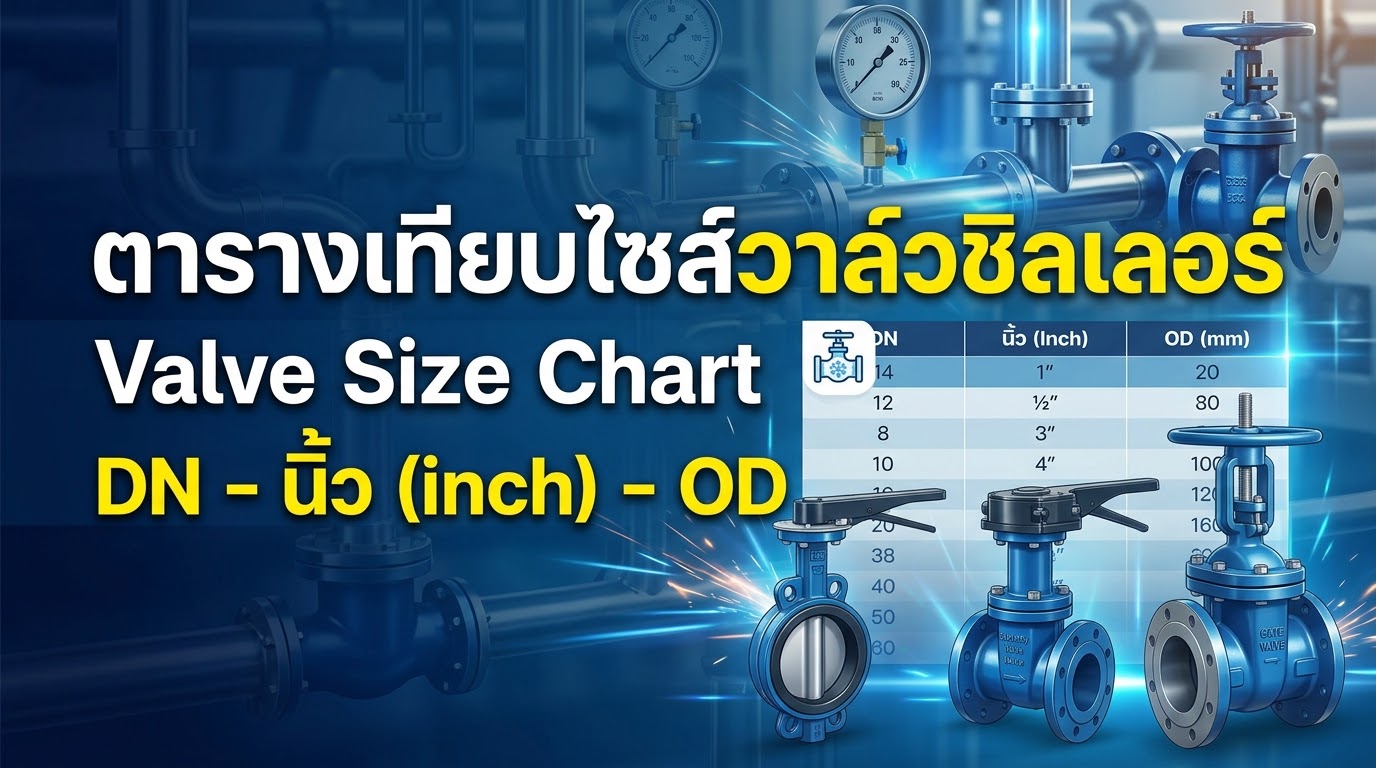 ตารางเทียบไซส์วาล์วชิลเลอร์ Valve Size Chart DN-นิ้ว-OD